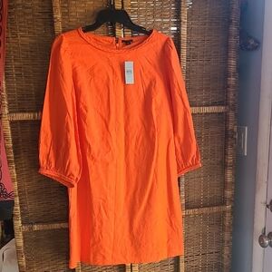 Ann Taylor Linen Bright Orange Dress SZ 12 P New W/ Tags Hippie Sleeve